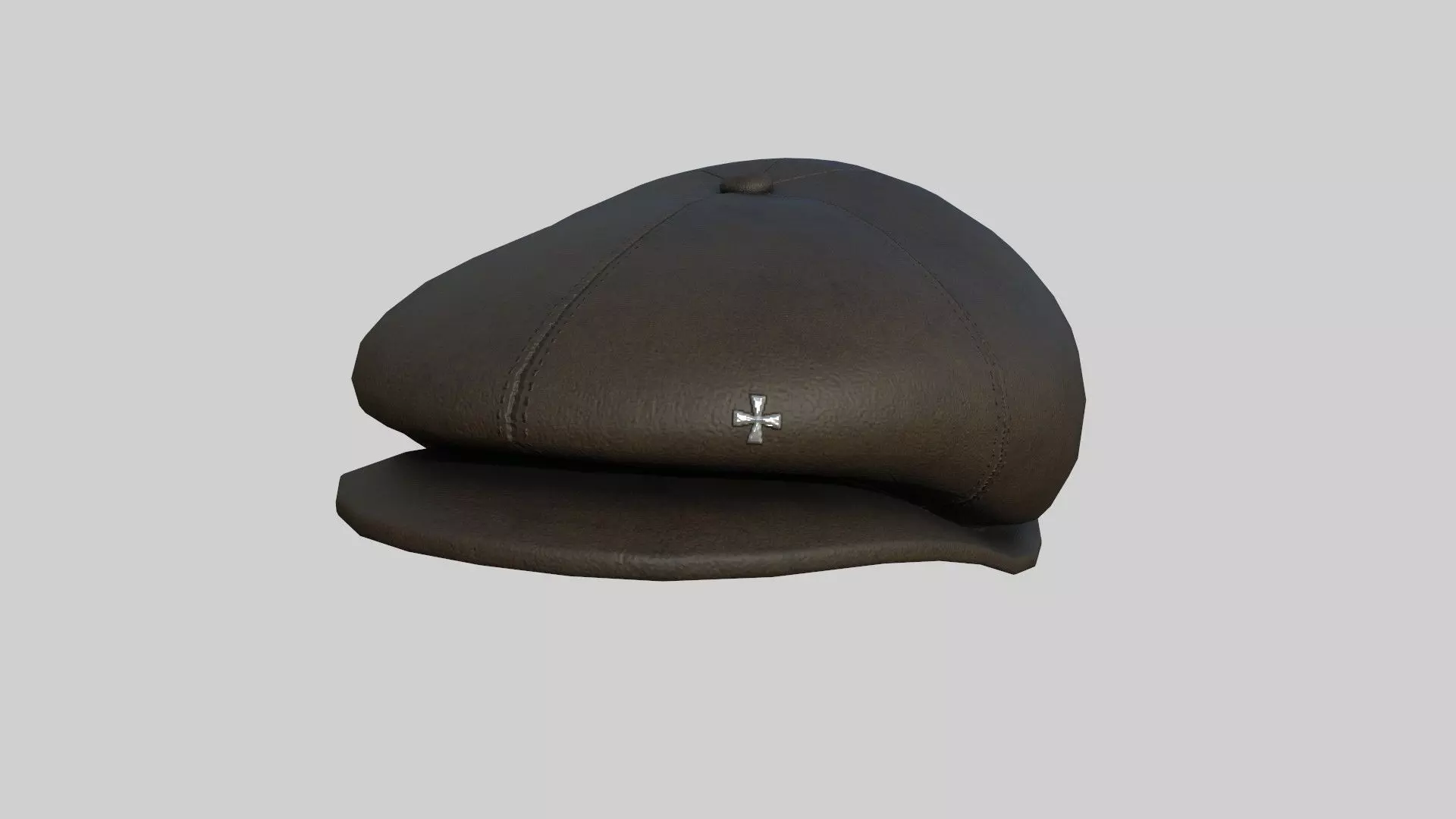 Newsboy Hat 08 Brown Leather - Character Fashion Design Low-poly 3D model_0