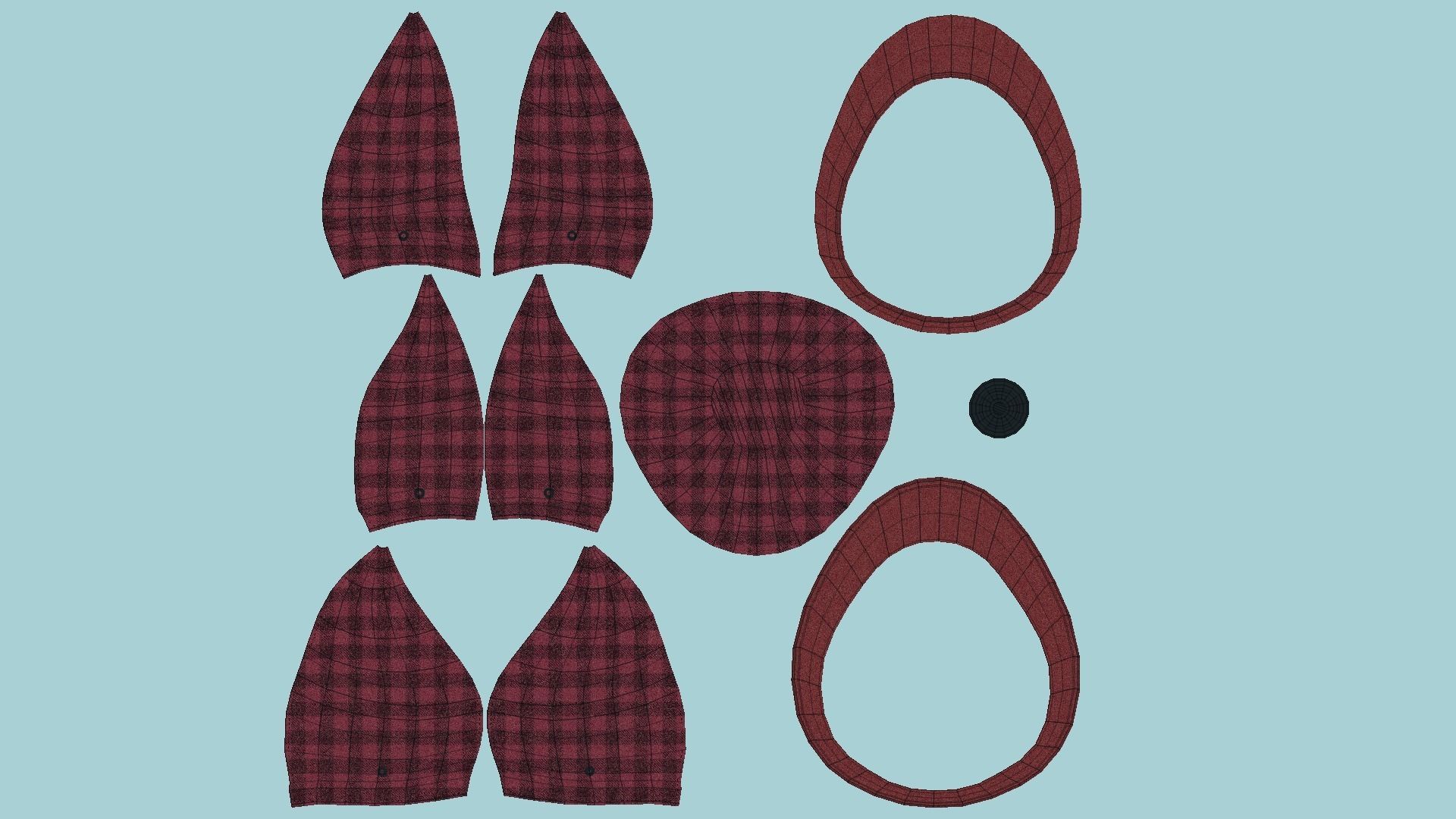 Newsboy Hat 09 Red Plaid - Character Fashion Design Low-poly 3D model_5