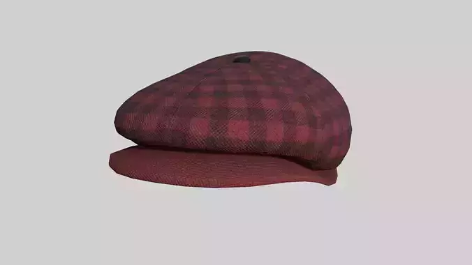 Newsboy Hat 09 Red Plaid - Character Fashion Design Low-poly 3D model Newsboy Hat 09 Red Plaid - Character Fashion Design Low-poly 3D model
