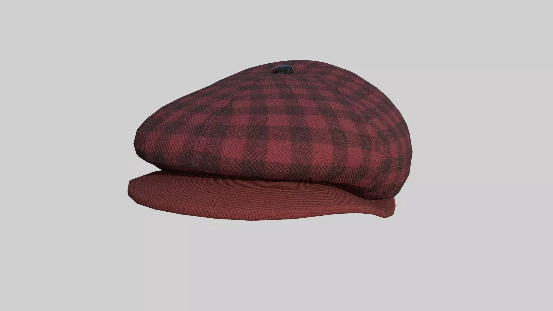 Newsboy Hat 09 Red Plaid - Character Fashion Design Low-poly 3D model_0
