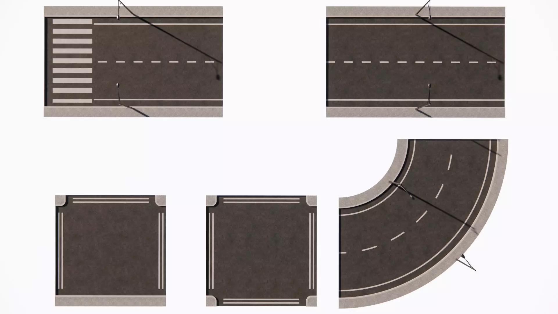 ROAD-STREET road with crosswalk Low-poly 3D model