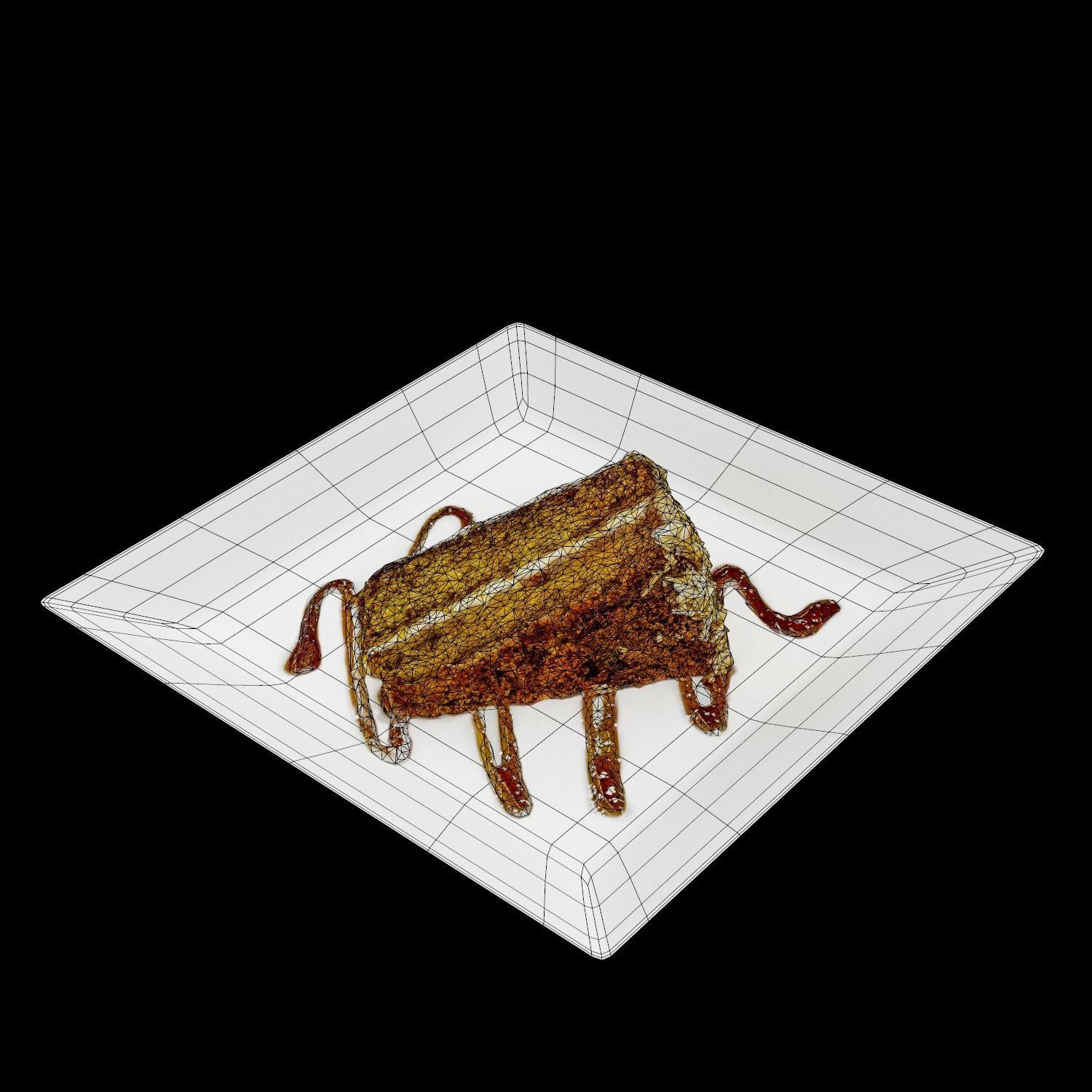 Carrot cake Low-poly 3D model_9