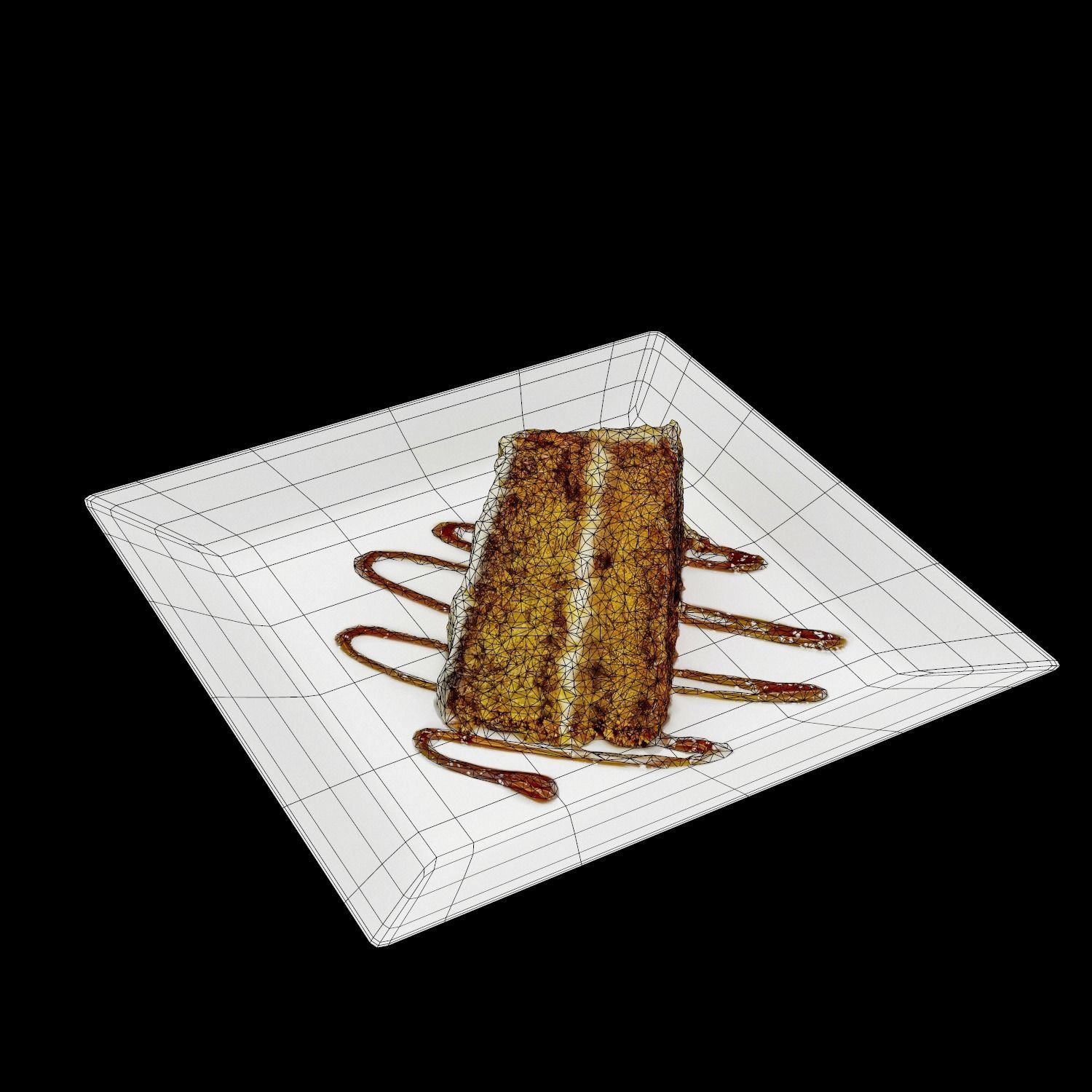 Carrot cake Low-poly 3D model_10