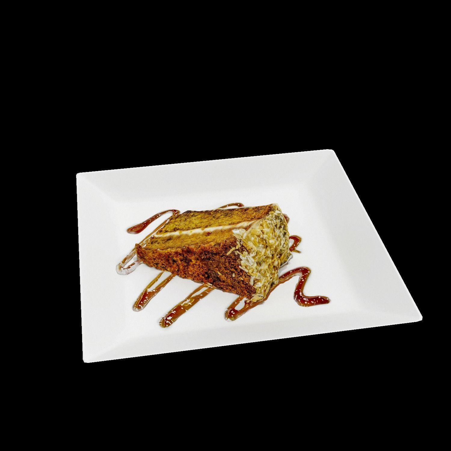 Carrot cake Low-poly 3D model_4