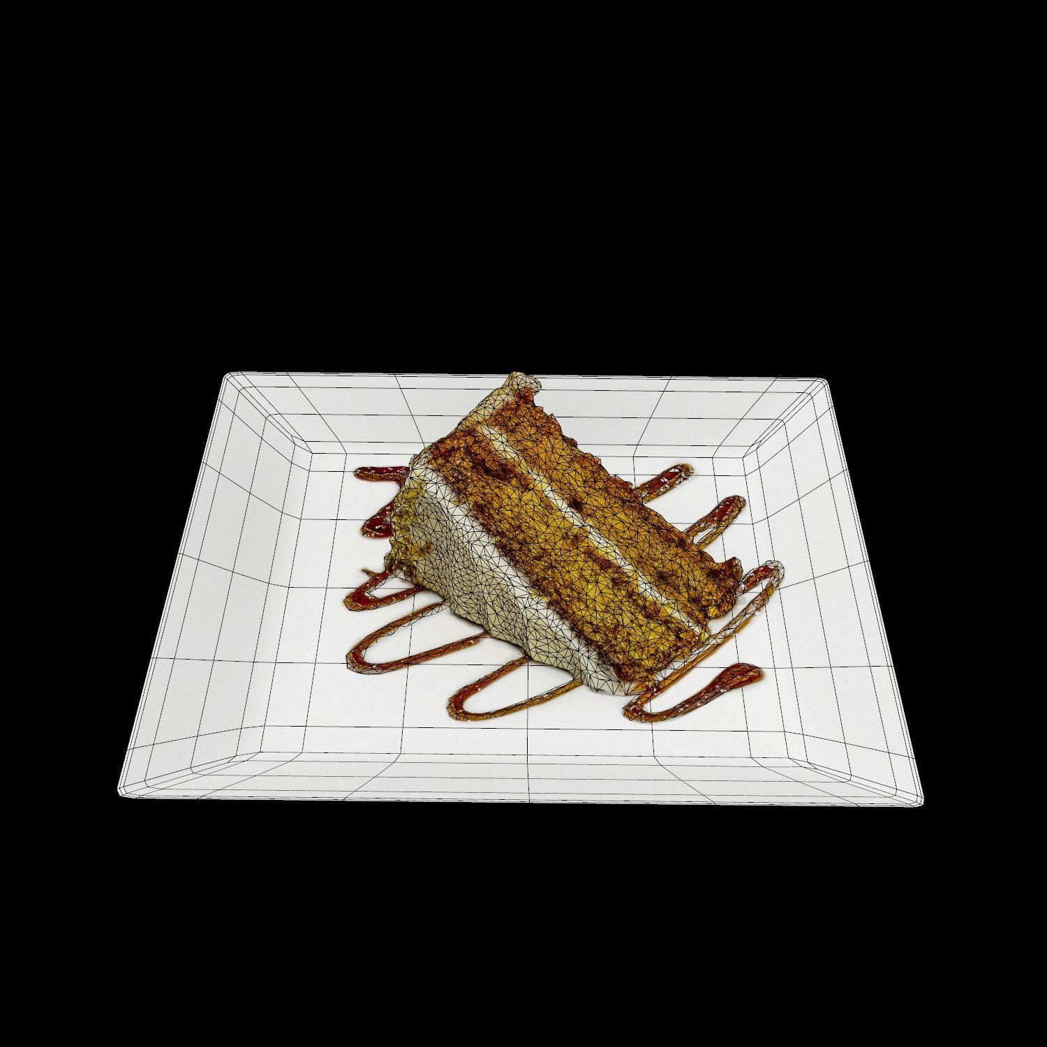 Carrot cake Low-poly 3D model_6