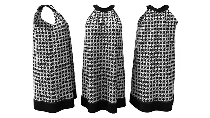 Ladies Neck Shift Dress Low-poly 3D model