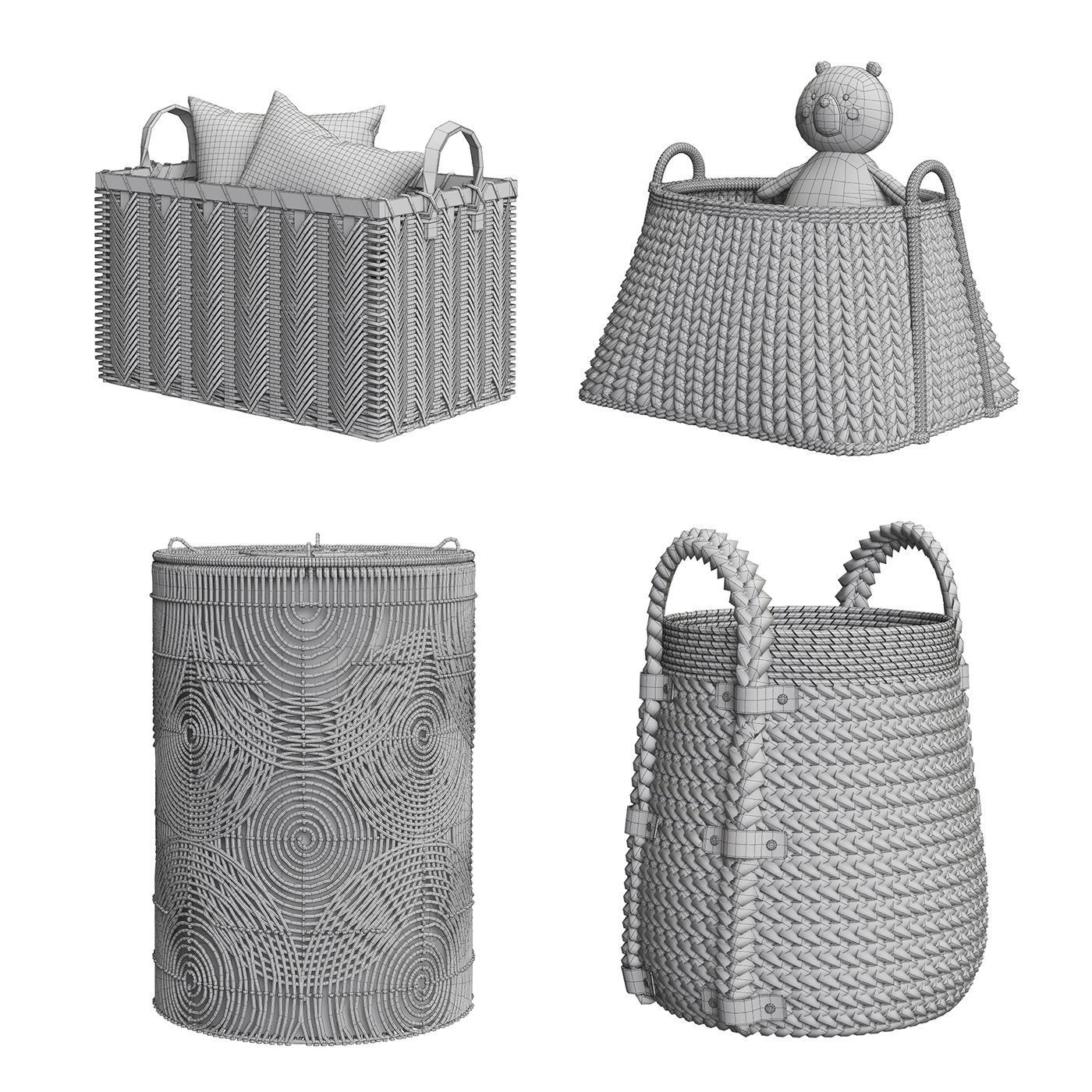 Baskets Set 09 3D model_6