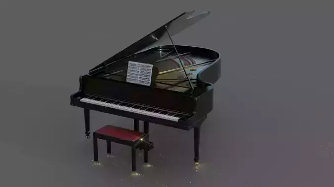 Grand Piano Low-poly 3D model