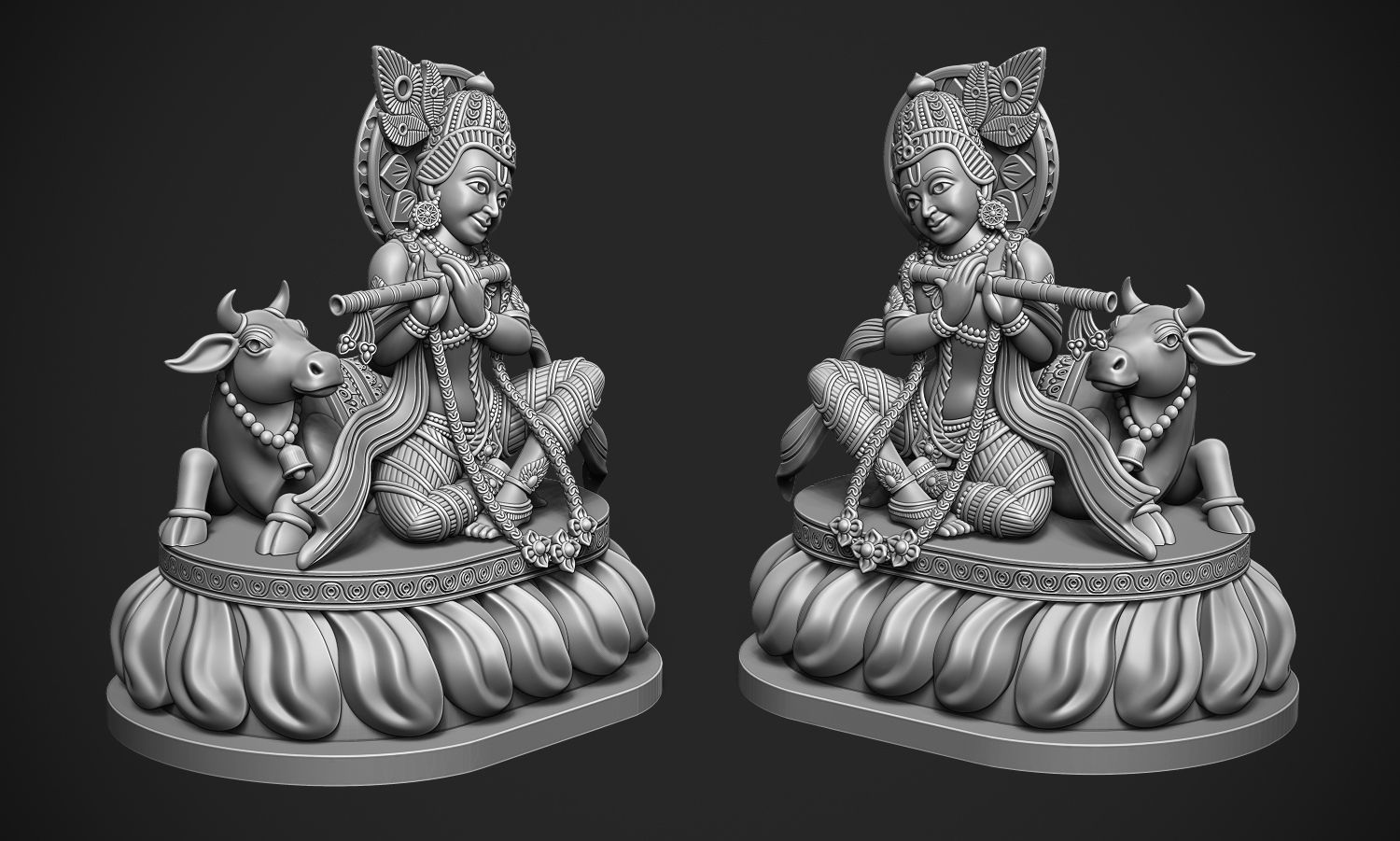 Krishna with Cow  3D print model_1