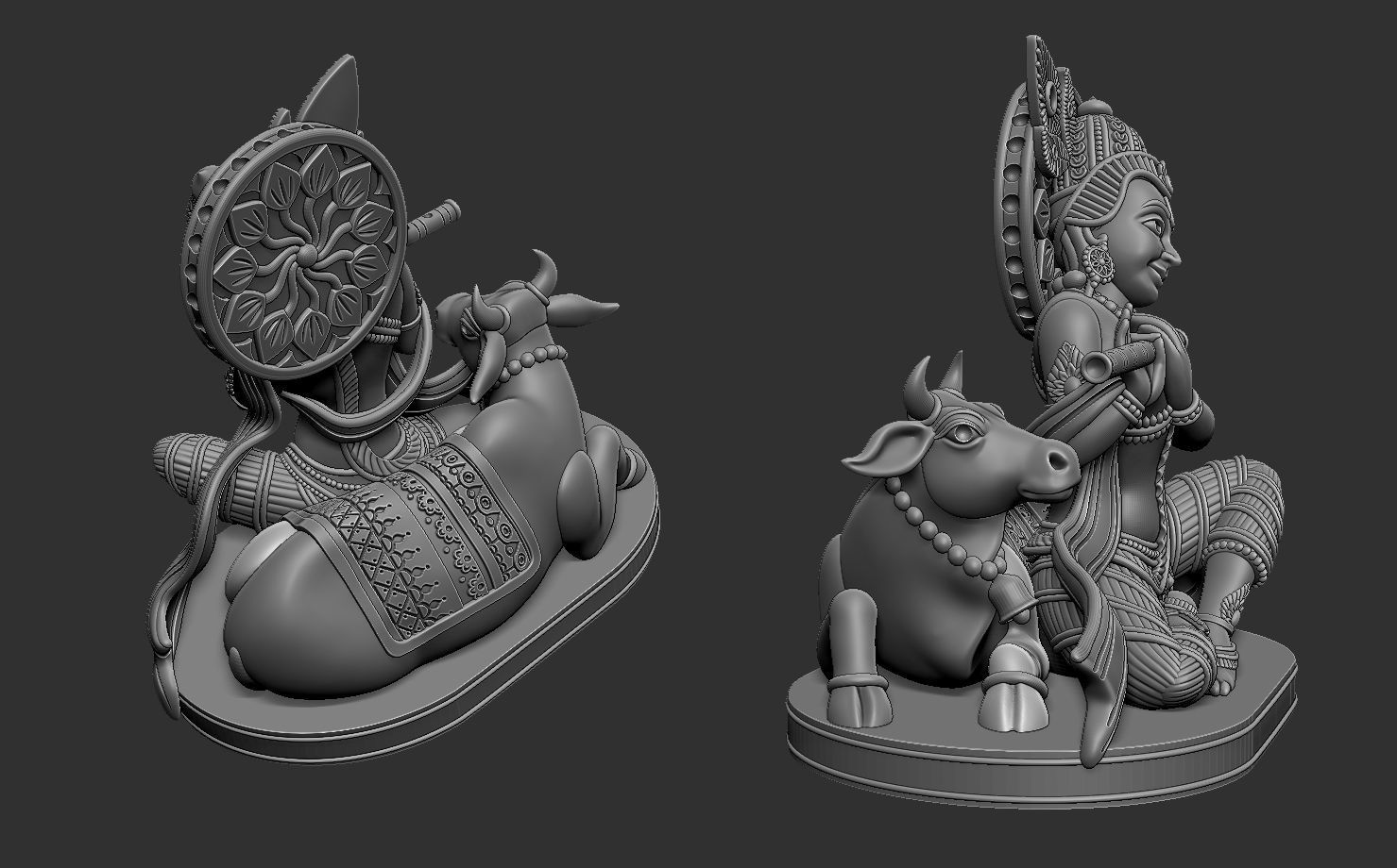 Krishna with Cow  3D print model_13