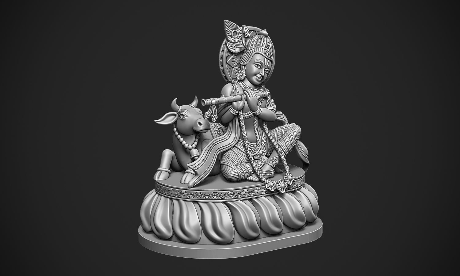 Krishna with Cow  3D print model_4