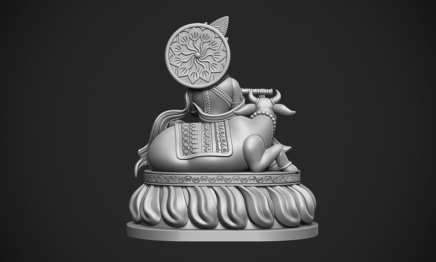 Krishna with Cow  3D print model_8