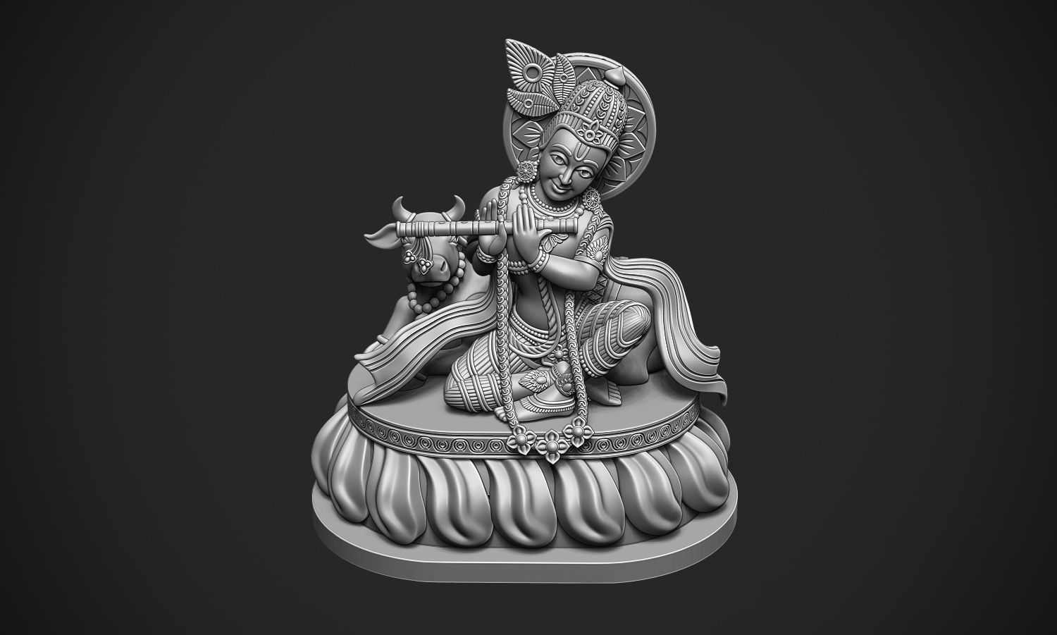 Krishna with Cow  3D print model_2