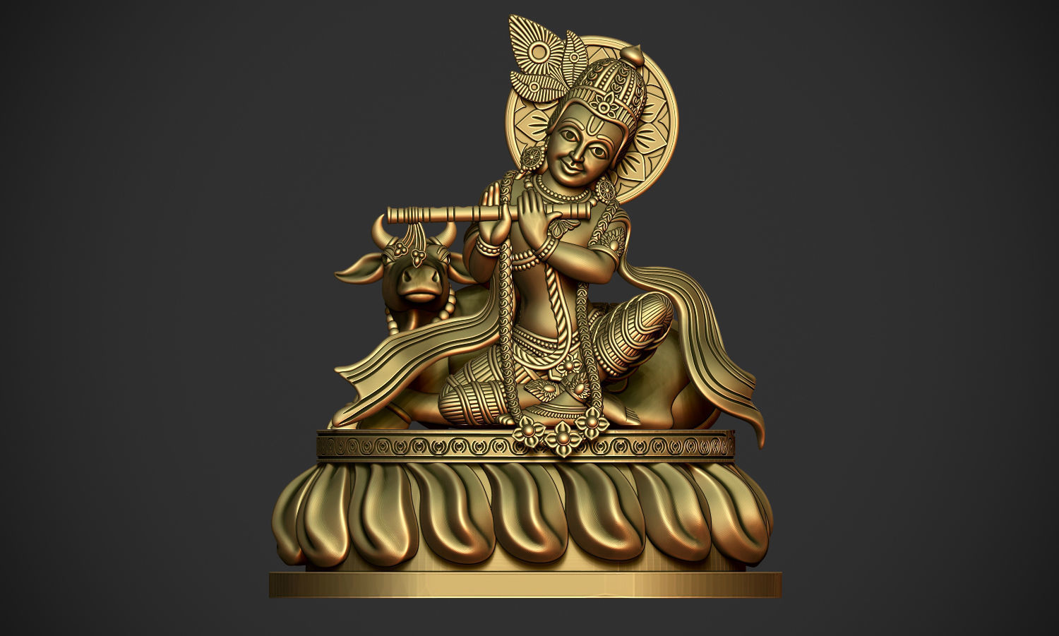 Krishna with Cow  3D print model_14