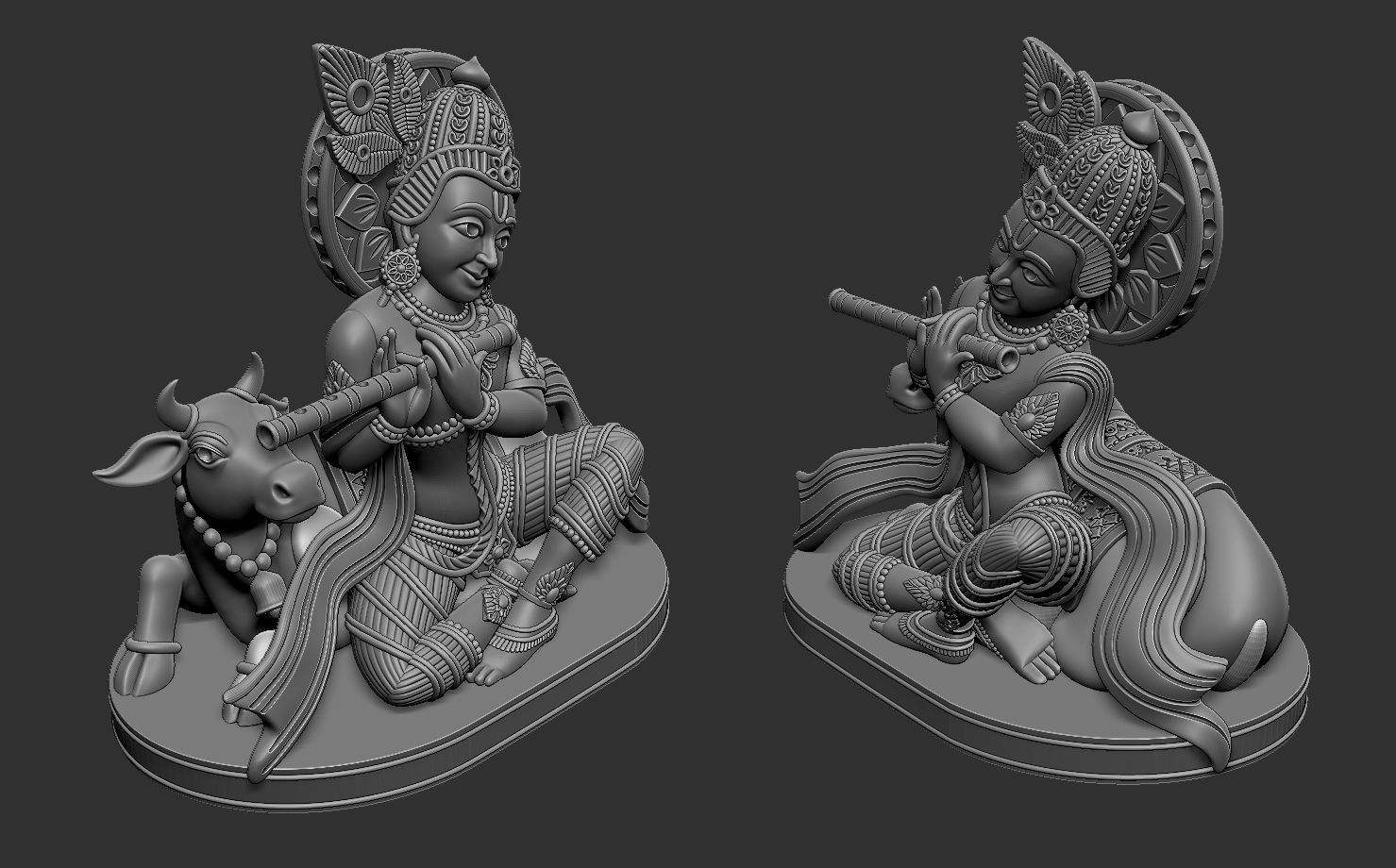 Krishna with Cow  3D print model_12