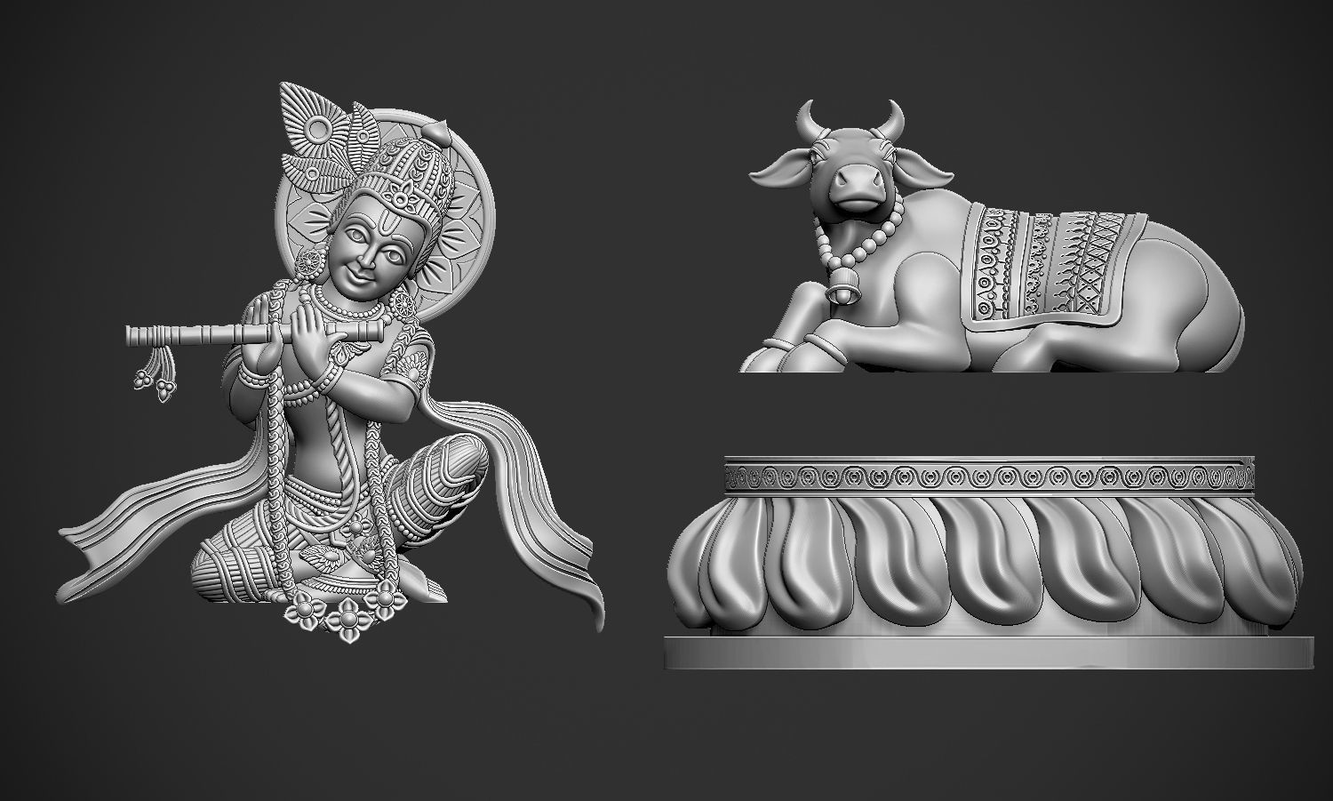 Krishna with Cow  3D print model_11