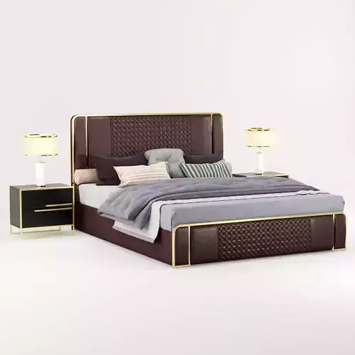 Modern leather upholstered bed