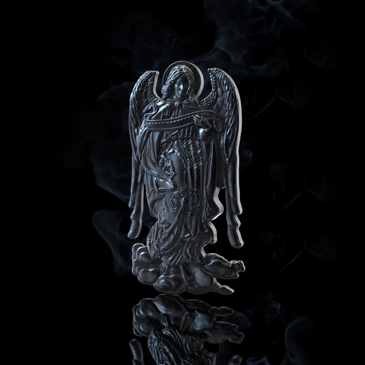 ARHANGEL silver angel figurine 3D print model_5