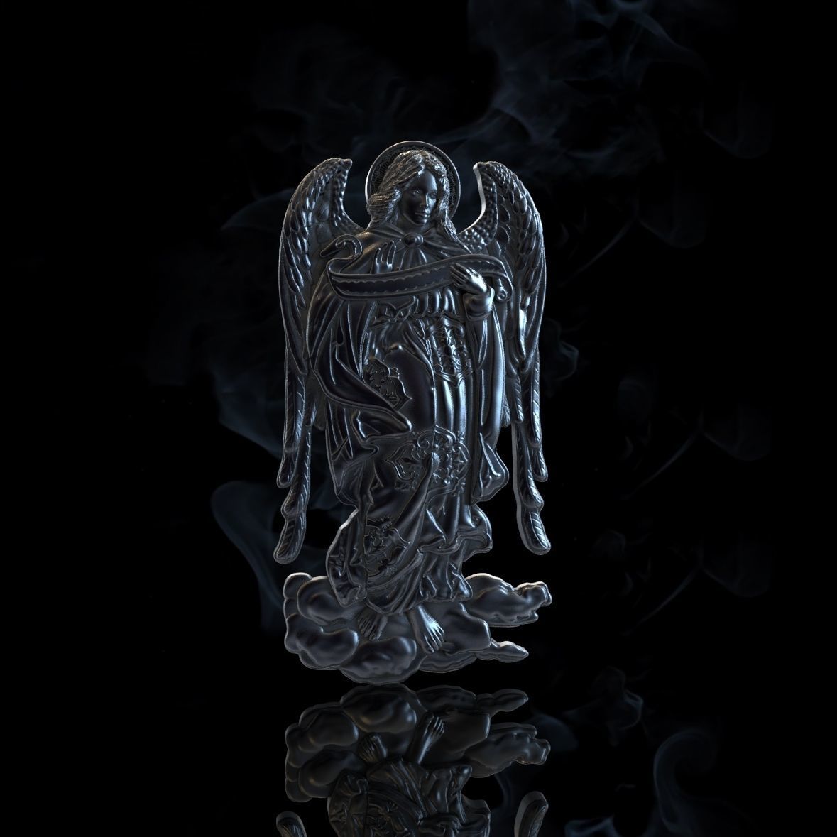 ARHANGEL silver angel figurine 3D print model_4