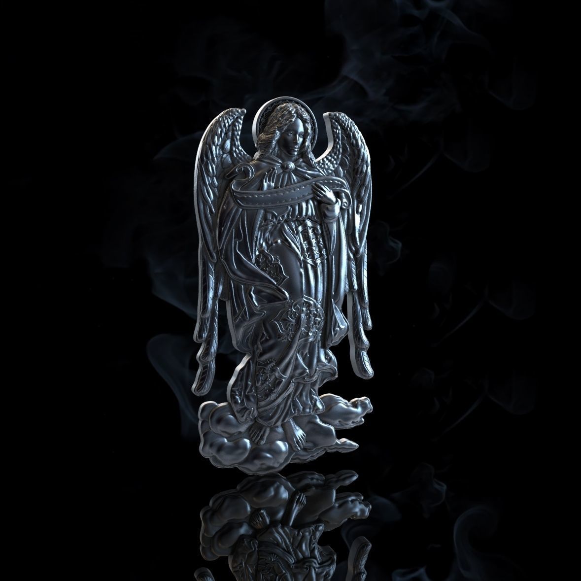 ARHANGEL silver angel figurine 3D print model_2