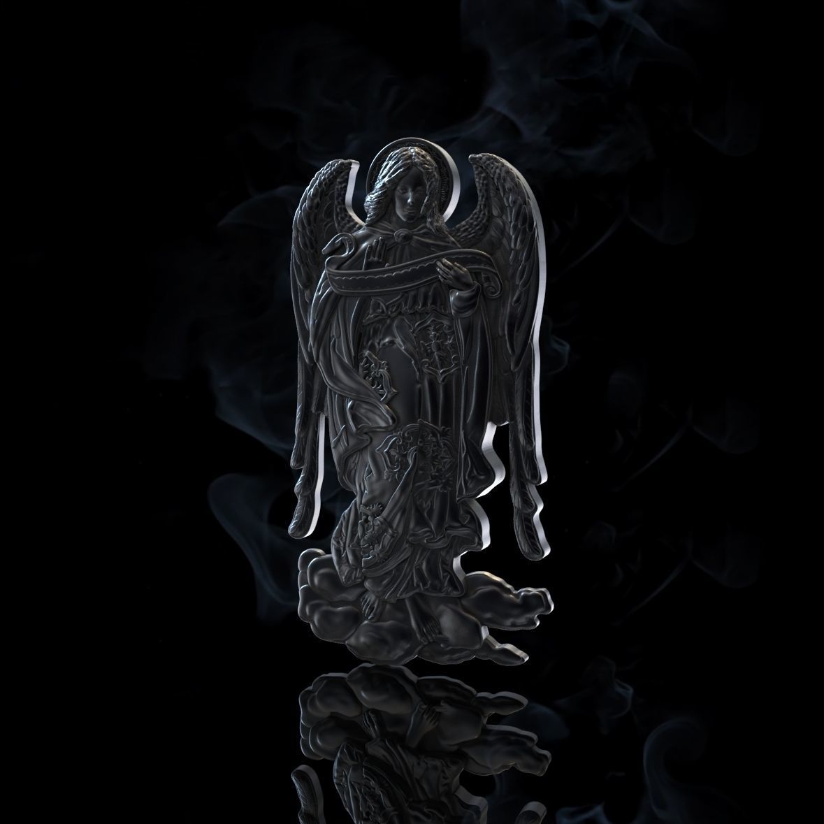 ARHANGEL silver angel figurine 3D print model_7