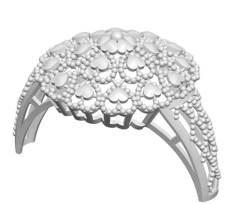 Ring 3 flower shaped 3D print model_0