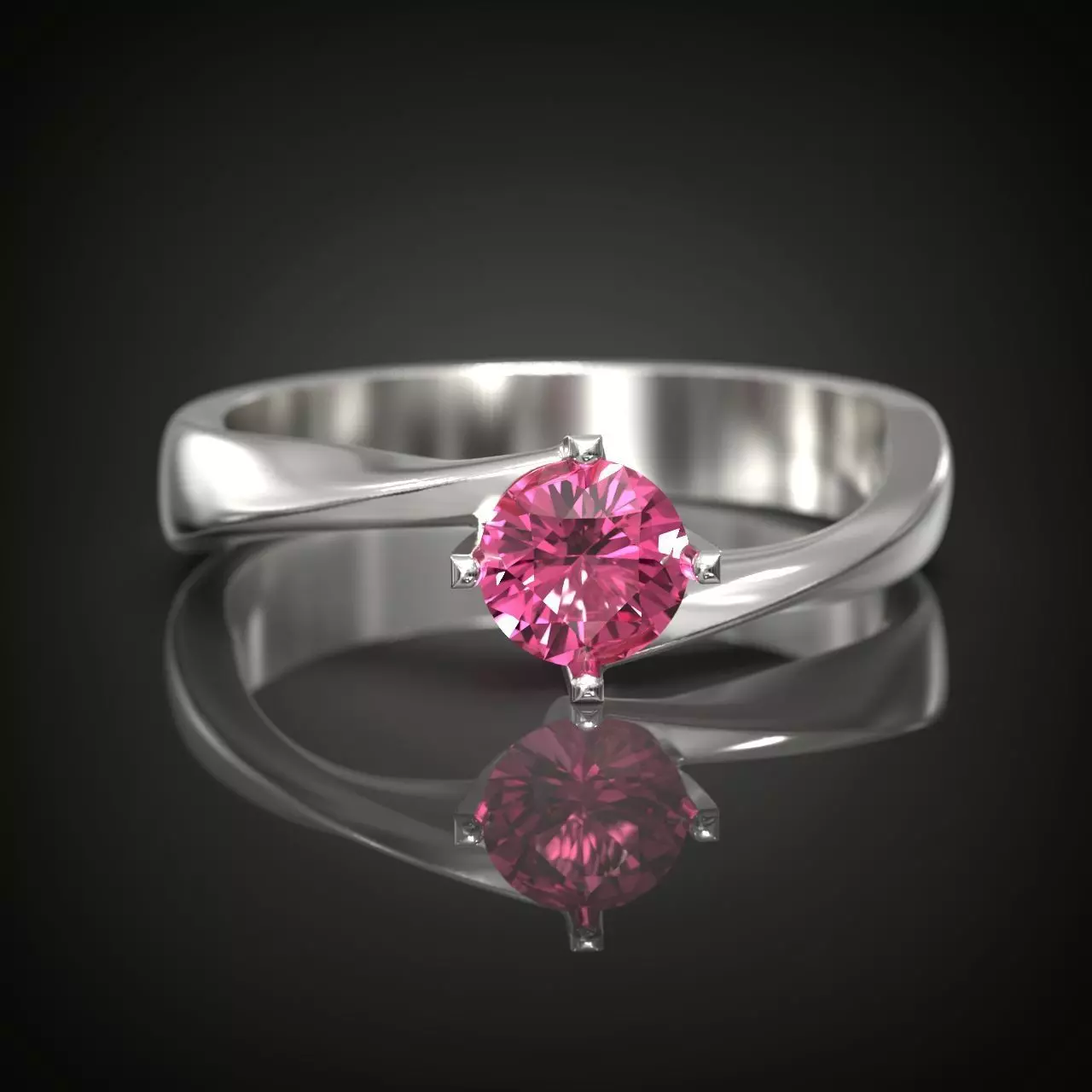 Bridal engagement single stone ring Free 3D print model