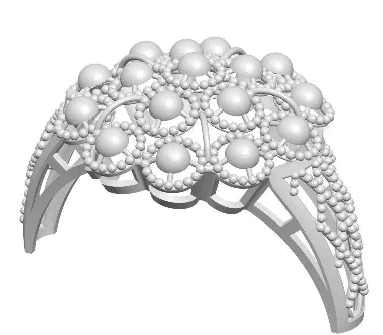 Ring 7 with pearls 3D print model_0