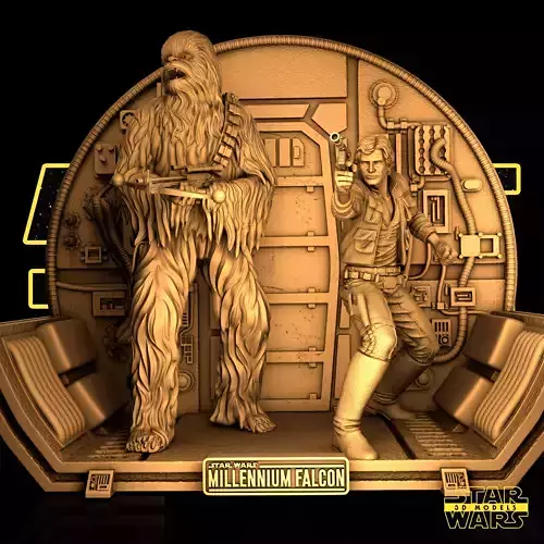 Han Solo And Chewbacca - Diorama Base - Ready for 3D printing