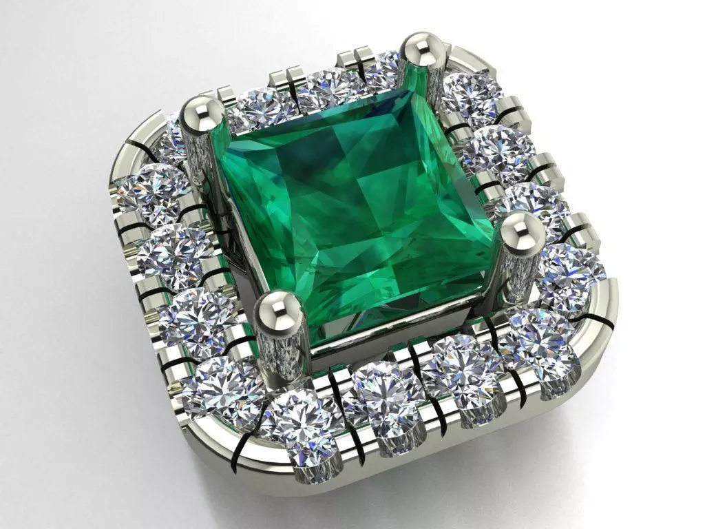 Emerald Cut Halo earring 406 Free 3D print model