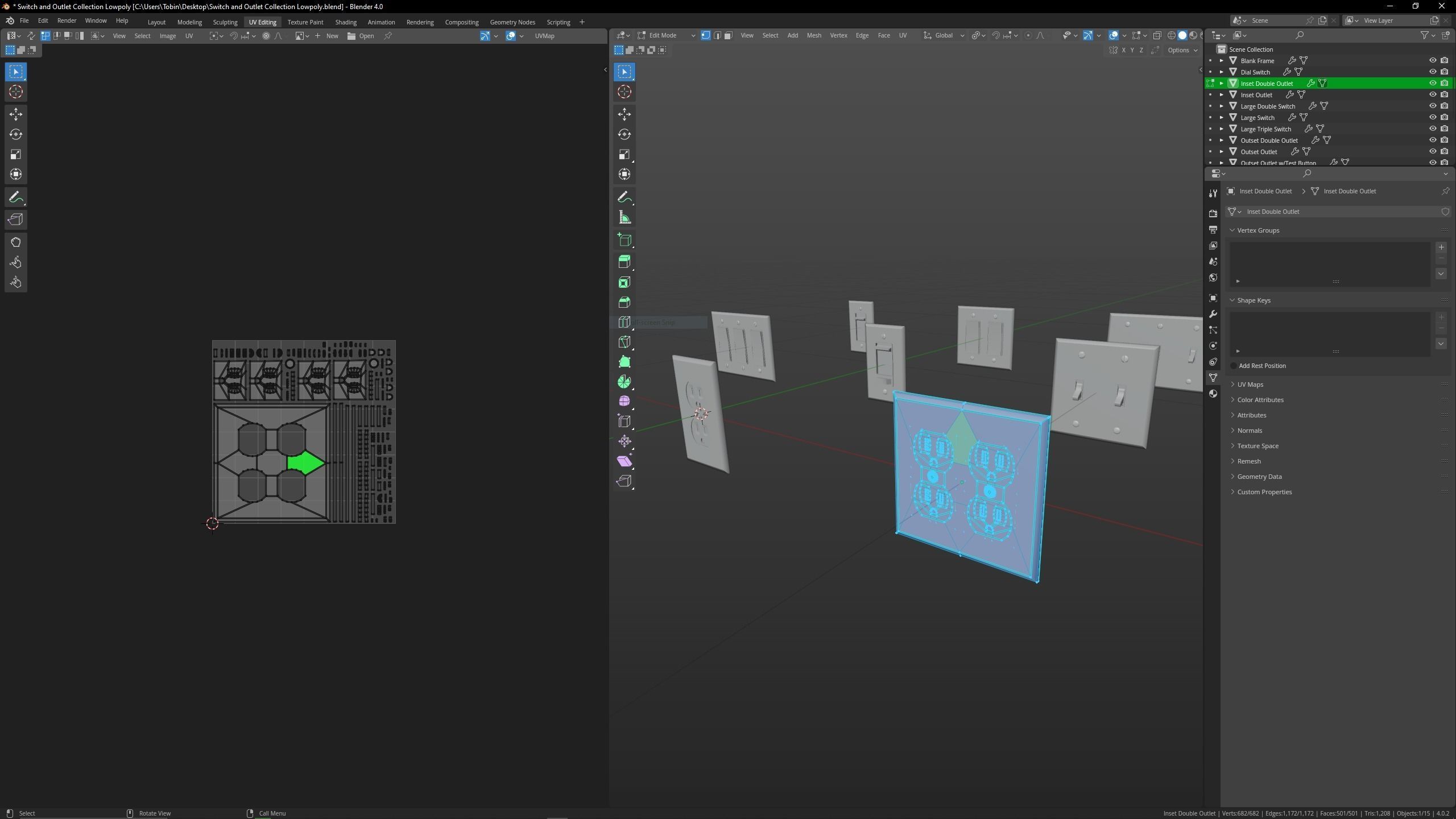 Lowpoly Switch and outlet collection Low-poly 3D model_6