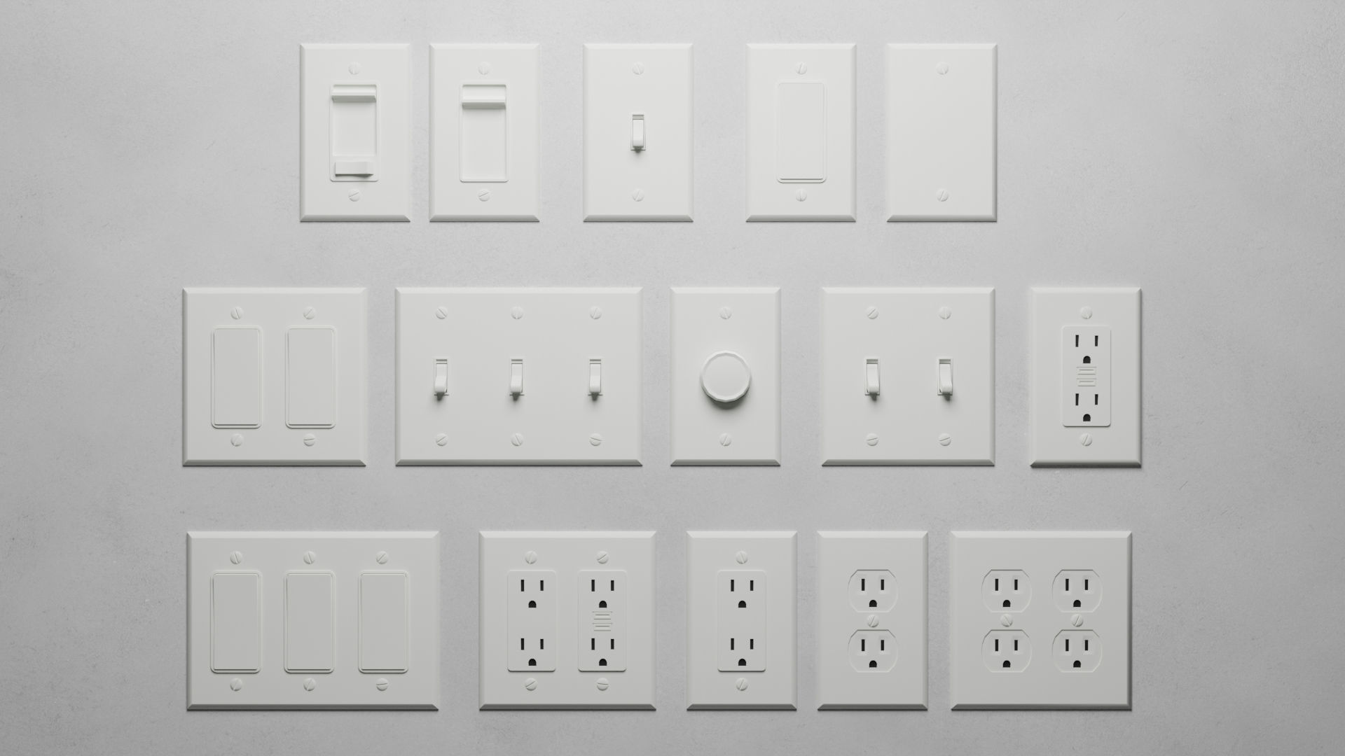 Lowpoly Switch and outlet collection Low-poly 3D model_2