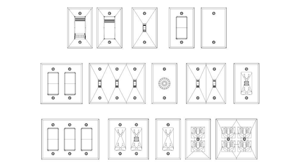 Lowpoly Switch and outlet collection Low-poly 3D model_3
