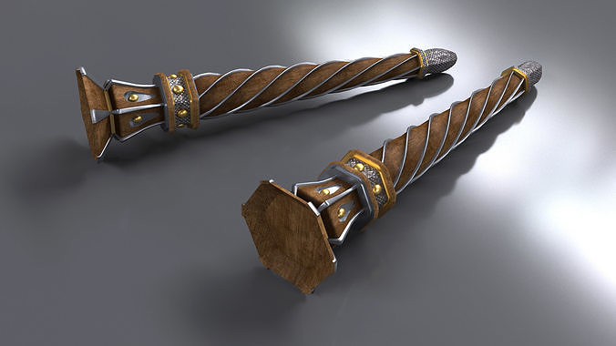 TORCH pair of swords Low-poly 3D model