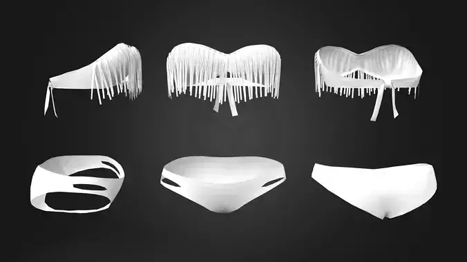 Fringe Bandeau Top and Bikini Swimwear