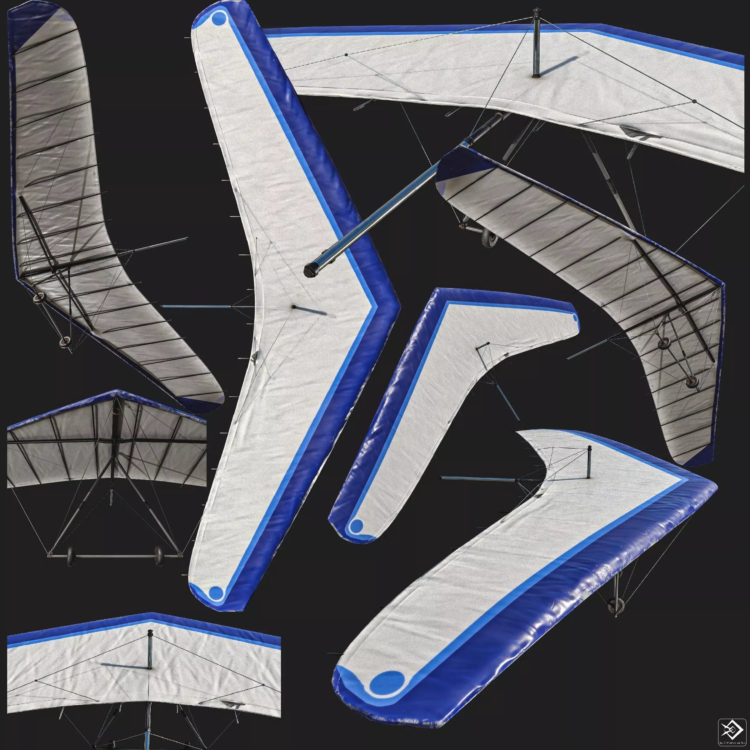 Hang Glider Low-poly 3D model_0