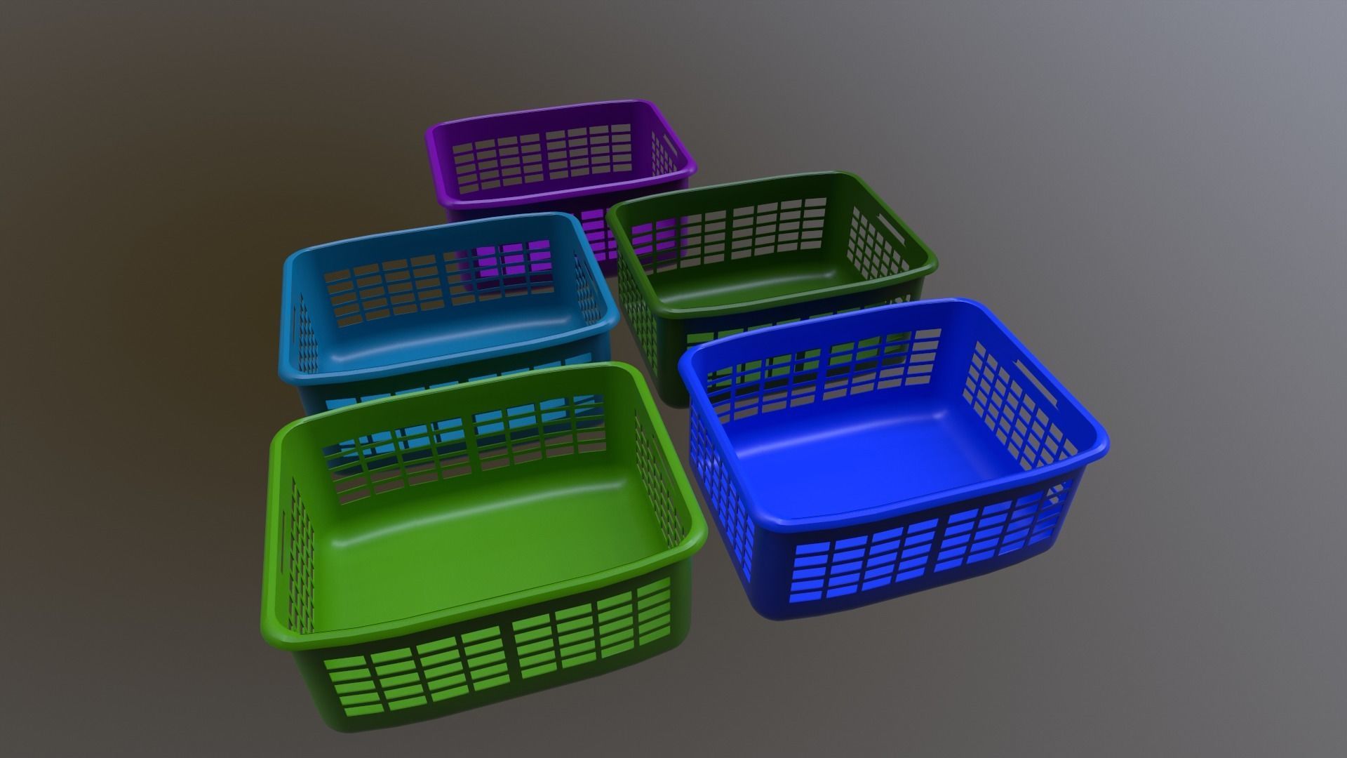 201Basket Game Ready Low Poly 3D Model set of plastic baskets Low-poly 3D model_4