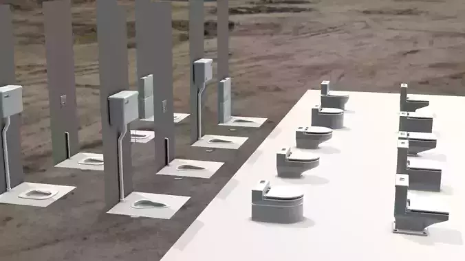 WC Toilet Seats Pack 18 Unique For Bathroom Low-poly 3D model