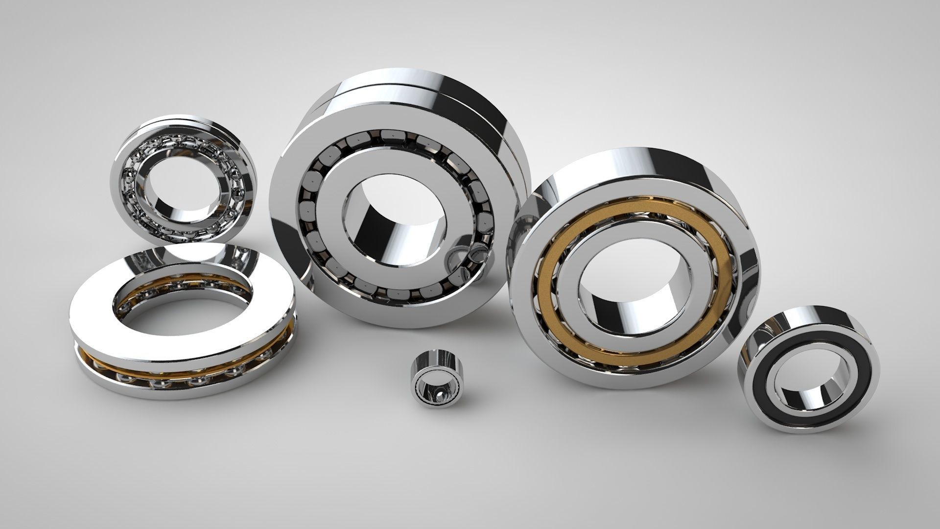 A set of models of six ball and roller bearings 3D model_11