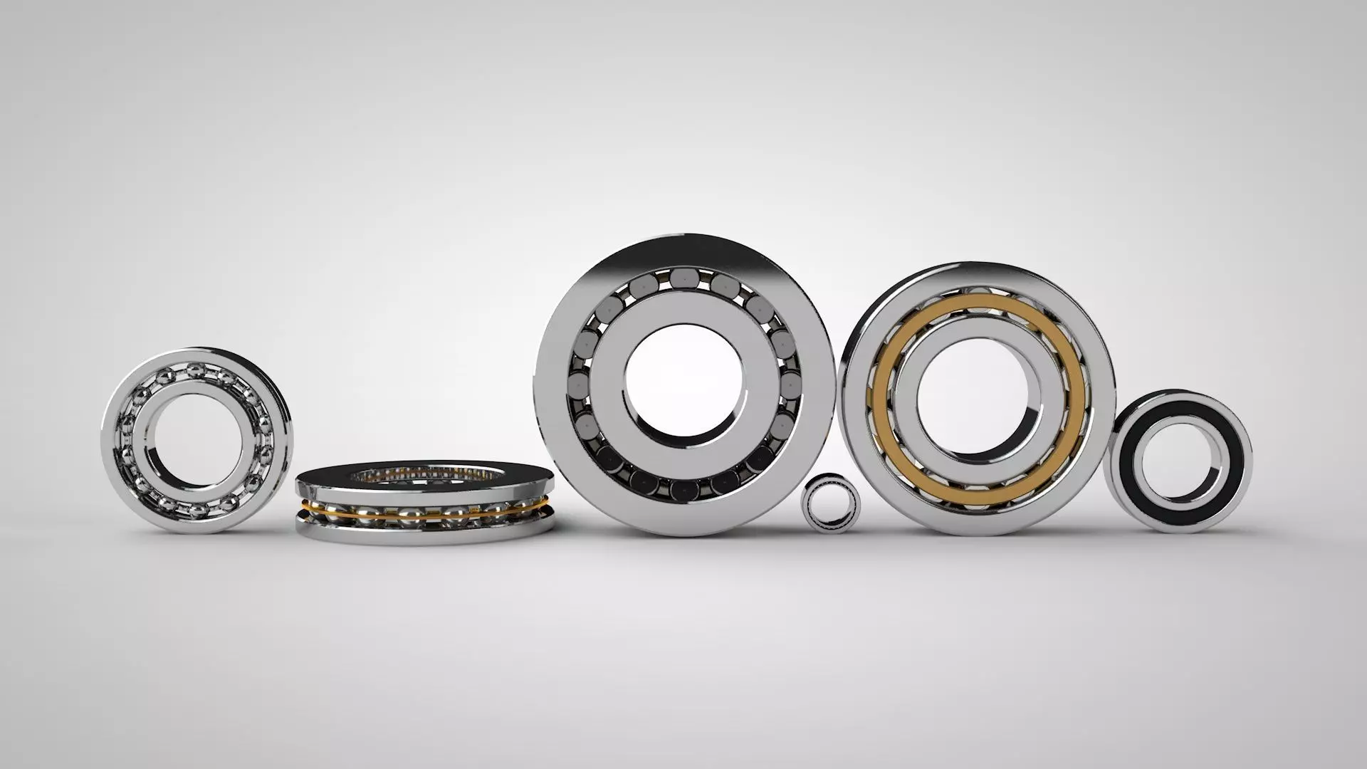 A set of models of six ball and roller bearings 3D model_0