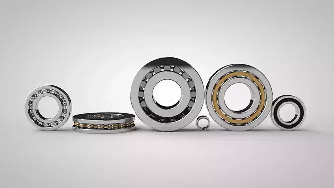 A set of models of six ball and roller bearings 3D model
