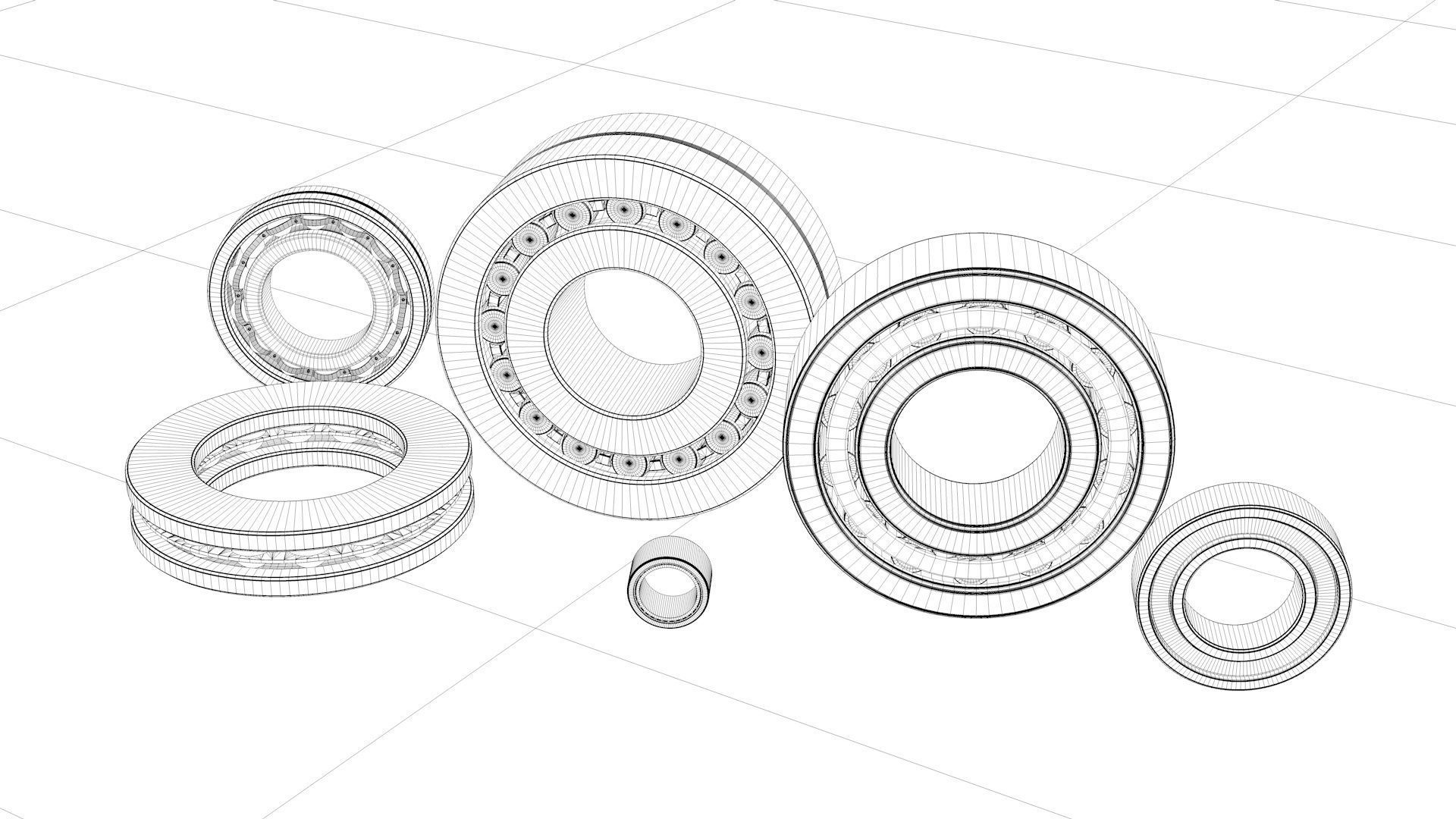 A set of models of six ball and roller bearings 3D model_16