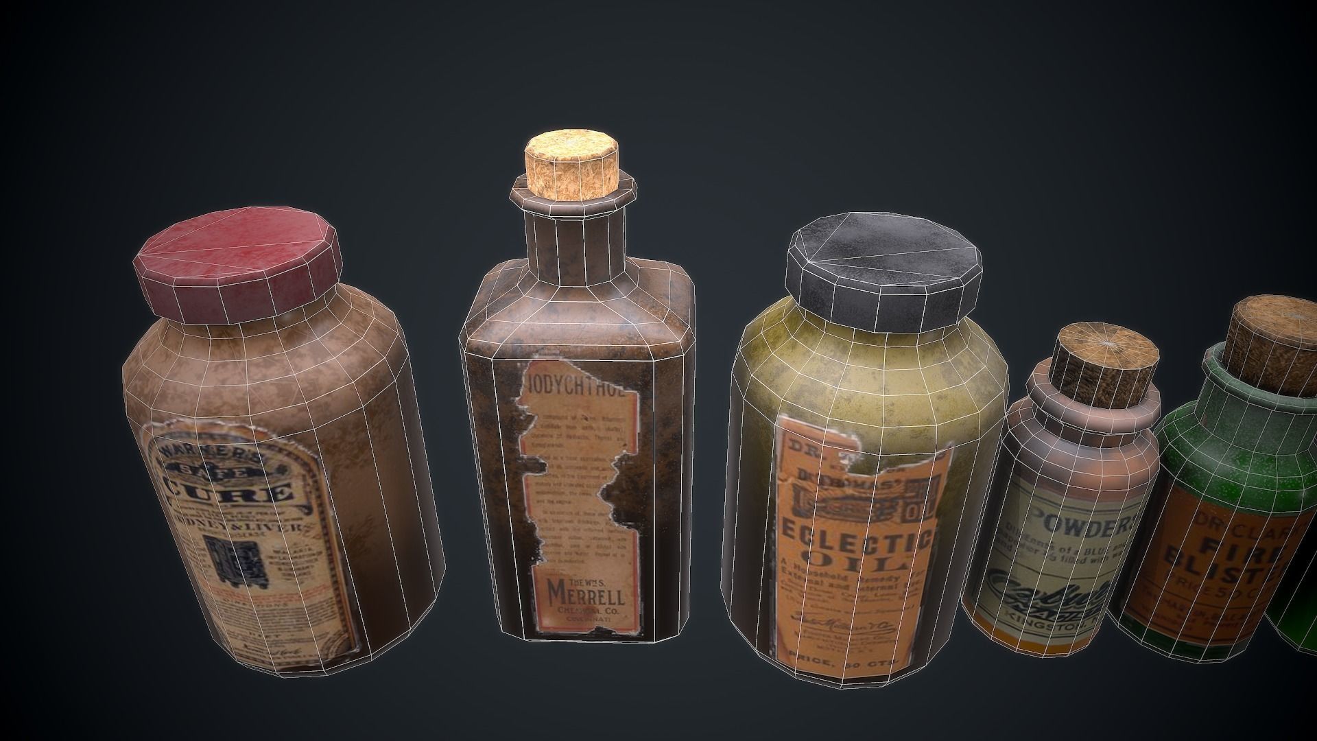 Old Jars Low-poly 3D model_8
