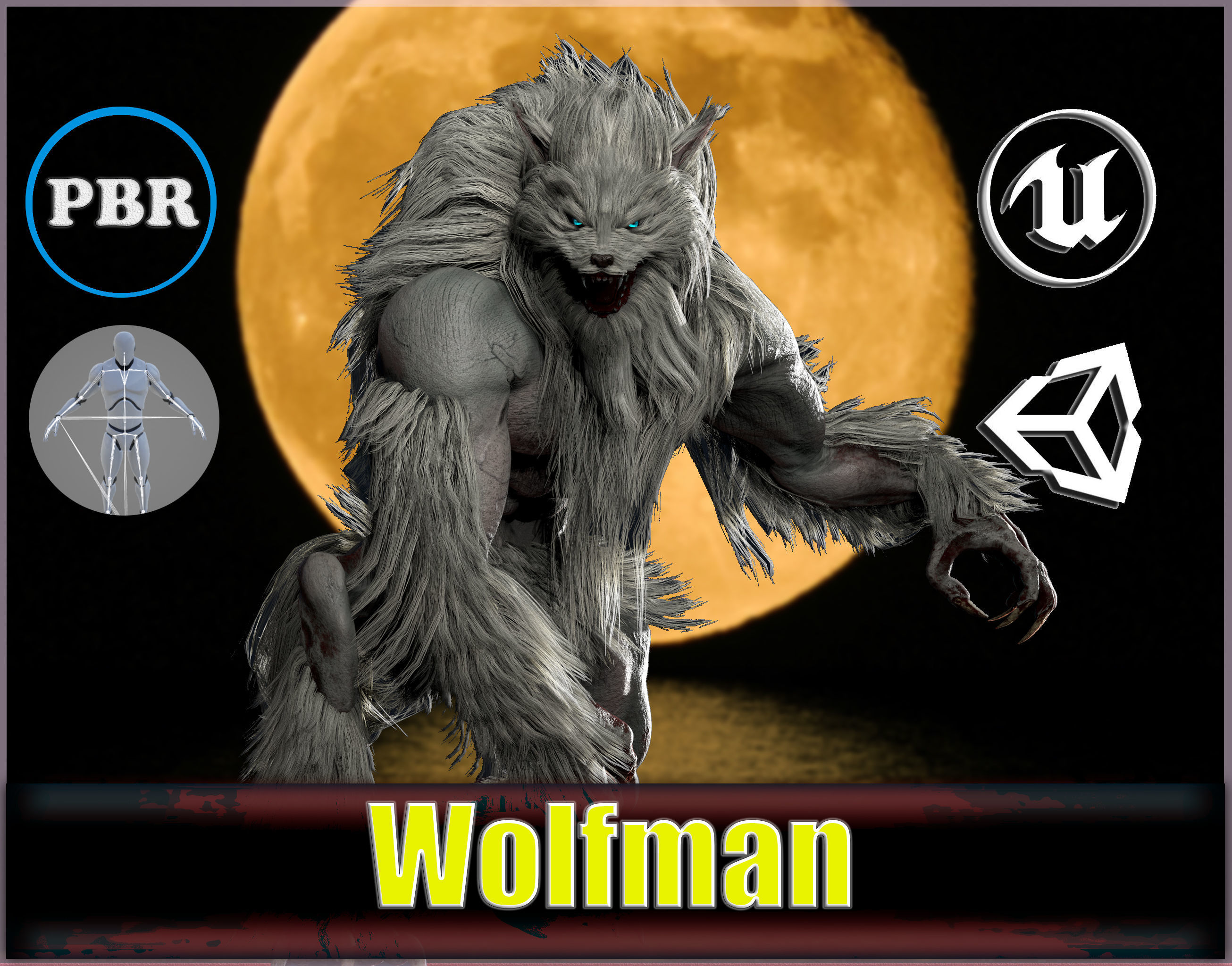 Wolfman - Game Ready Low-poly 3D model