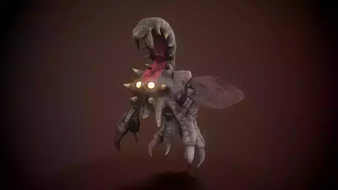 flying worms creature 1 Low-poly 3D model