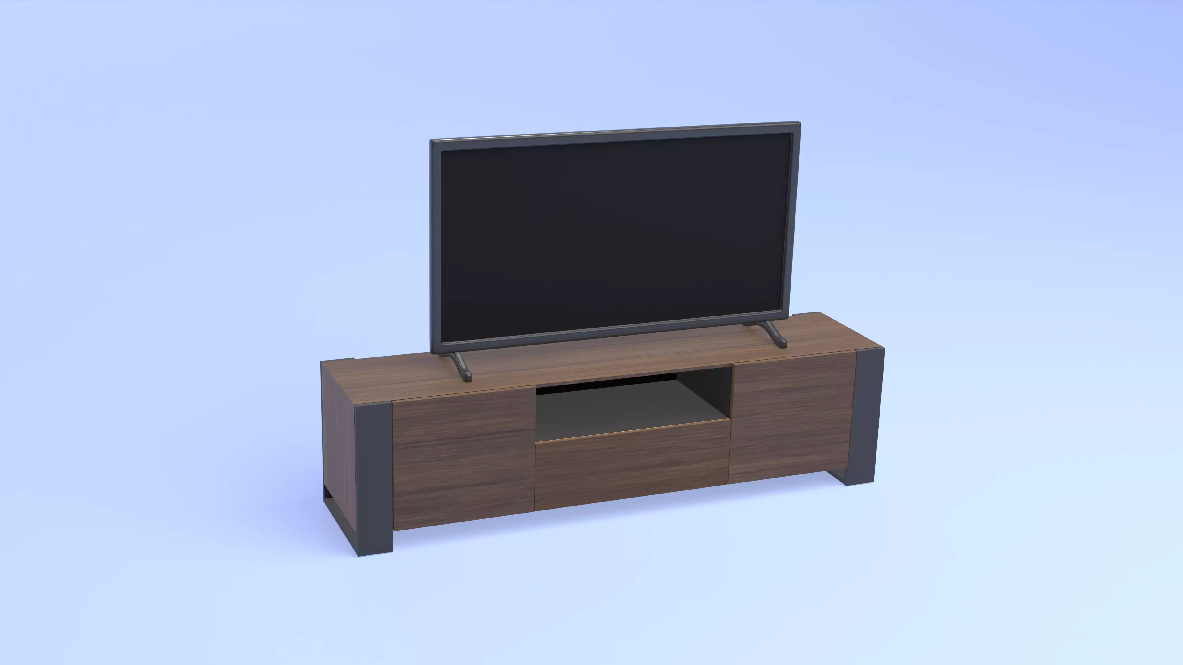 3D model Low poly wooden table for TV and consoles VR / AR / low-poly ...
