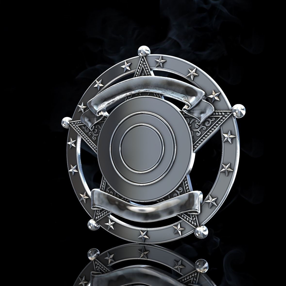 badge metal sheriff 3D print model_3