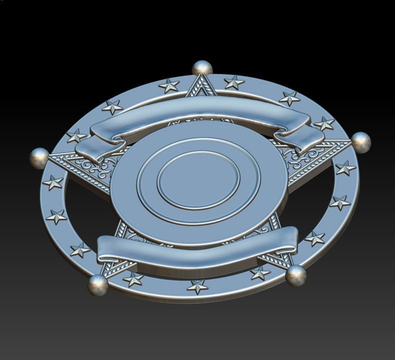 badge metal sheriff 3D print model_10