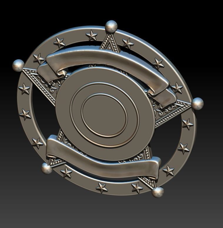 badge metal sheriff 3D print model_6
