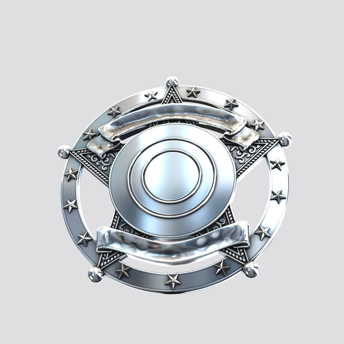 badge metal sheriff 3D print model_1